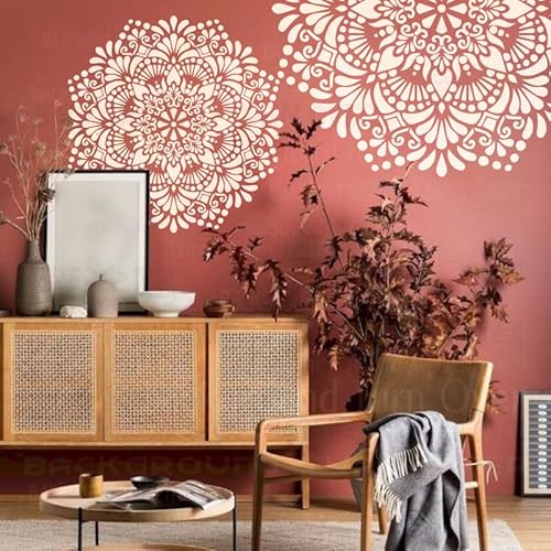 70cm Runde Blume Mandala Schablonen Für Wände Vorlagen Dekorieren Wiederverwendbar An Der Wand Dekoration Möbel Vorlage Große Elektrische Waschen Dekor Kühlschrank Große Größe Ziegel von 壁涂鸥 BackgroundTurnOver