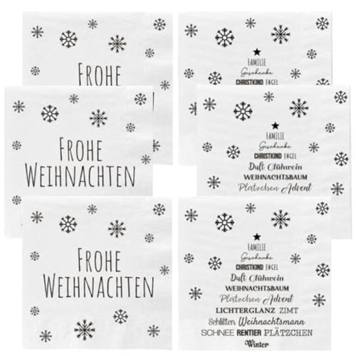 Bada Bing 6er Set Servietten Weihnachten Weihnachtsservietten Spruch "Frohe Weihnachten" "Familie Geschenke…" 35 von Bada Bing