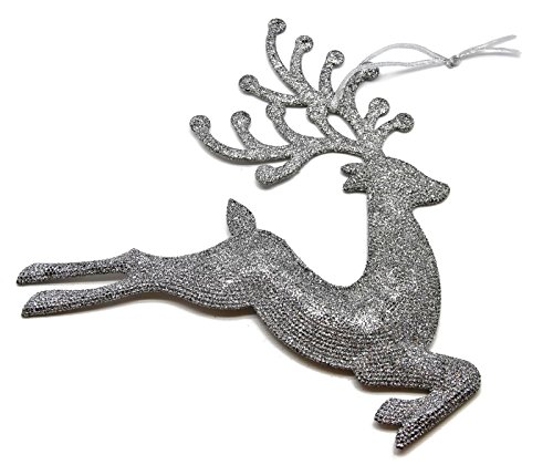 Bada Bing Christbaumschmuck Baumanhänger Silber Glitzer edel Weihnachten (Hirsch) von Bada Bing