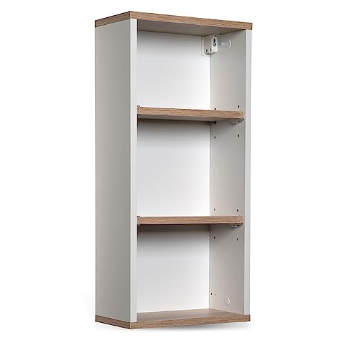 BadeDu Arc Hängeschrank mit Wandmontagematerial, Regal mit viel Stauraum und Zwei Einlegeböden, Badezimmerschrank aus hochwertigem Holzwerkstoff in trendigem Weiß/Eiche BadeDu Arc Hängeschrank mit Wandmontagematerial, Regal mit viel Stauraum und Zwei Einlegeböden, Badezimmerschrank aus hochwertigem Holzwerkstoff in trendigem Weiß/Eiche von BadeDu