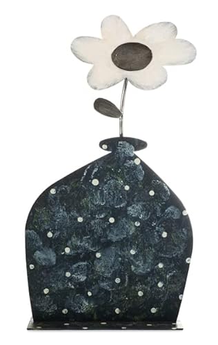 Vase mit Blume 40 cm - Metall - Grau, Weiß von Baden