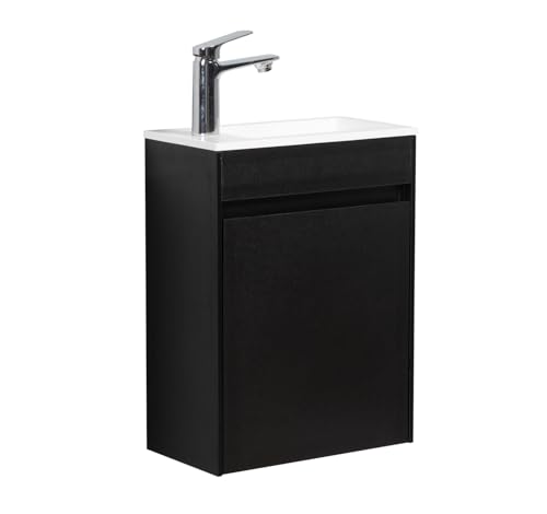 WC Badmöbel Sinta 40x22 cm Schwarz - Schrank Waschbecken Badezimmer Toilette von Badplaats B.V.