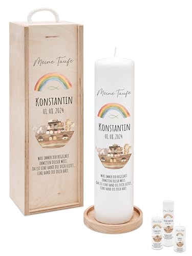 Bärenfreunde - Personalisierte Taufkerze, Taufkerze Regenbogen, Taufkerze Junge, Taufkerze Mädchen, Geschenke zur Taufe, Taufgeschenke, Taufe (XL Kerze) von Bärenfreunde