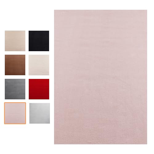 Bailena Teppich Ultra Soft, Waschbarer Teppich für Wohnzimmer, rutschfest Anti-Rutsch Beschichtung, Einfarbig Weich Flauschig, Kurzflor Teppich, Rosa - 240x340 cm von Bailena