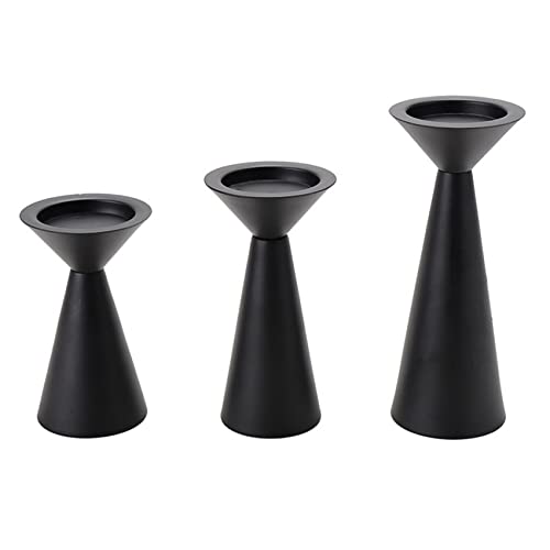 Bakemoro Kerzenhalter Schwarz 3 Metall Kerzenhalter für Stumpenkerzen für Tisch Schwarz Kerzenhalter Set Deko von Bakemoro