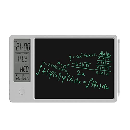 Bakemoro LCD mit Schreib- und Zeichenblock, Thermometer, Hygrometer, Schule, Büro mit Löschen (weiß) von Bakemoro