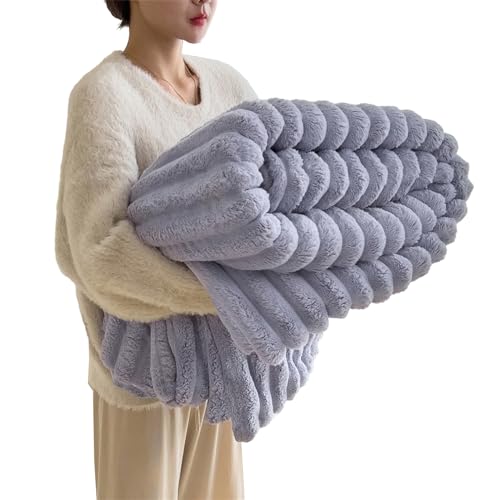 Baketron Kuscheldecke Kaninchen Plüsch Decke， Kunstpelz Fleece Decke，Flauschig Weich Dicke Kaninchen Decke für Bett Sofa Couch Schlafzimmer lässig Decke Tagesdecke Decke （Lila 180x200cm） von Baketron