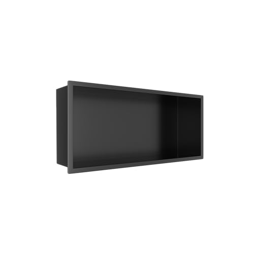 Balneo Wall-Box ONE Black Edelstahl wandnische dusche Duschnische, wasserdicht, Flexibler Nischeneinbau, 45x20x10 cm schwarz, Nische für Badutensilien, ohne Fliesen von Balneo