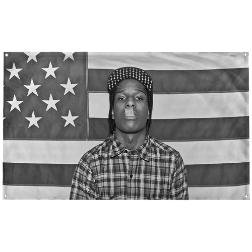 Banger - A$AP Rocky ASAP Amerikanische Flagge, Rapper, motivierend, inspirierend, Büro, Fitnessstudio, Wanddekoration, Design auf einer 90 x 150 cm großen Flagge mit 4 Ösen zum einfachen Aufhängen an von Banger Flags