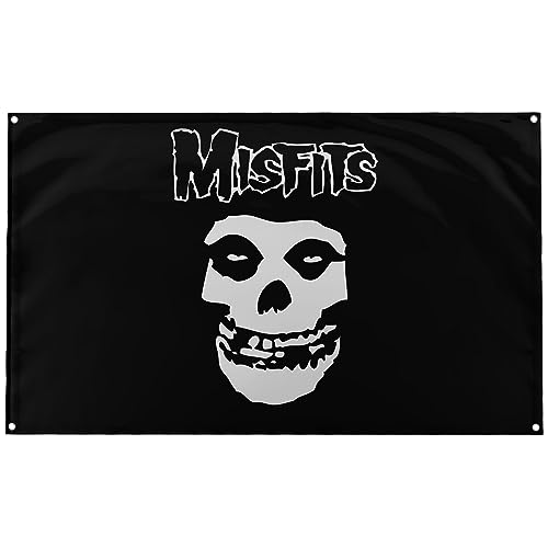 Banger – Misfits Skull Rock Band Punk Banner Motivierend Inspirierend Lustig Büro Gym Wand Wohnheim Dekor Design auf einer 90 x 150 cm Flagge mit 4 Ösen zum einfachen Aufhängen an der Wand von Banger Flags