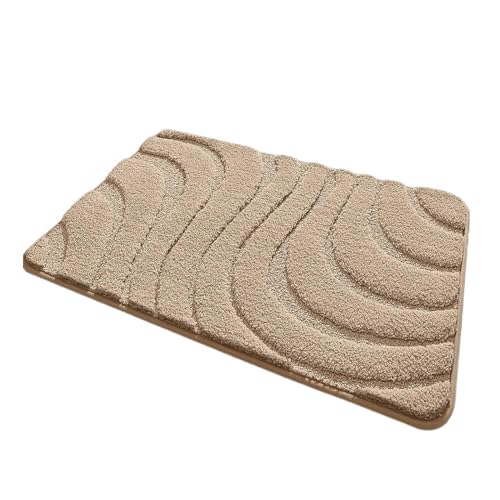 Baoblaze Badezimmerteppich, Badezimmermatte, einfacher, maschinenwaschbarer, Rutschfester, weicher Eingangsteppich, Haustürteppich für Türen, Wohnzimmer, Khaki, 50cmx80cm von Baoblaze