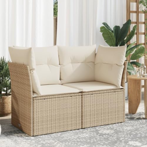 BaraSh Gartensofa mit Kissen 2-Sitzer GartenmöBel Terrassensofa Outdoor Sofa Balkon Outdoor Couch Loungesofa Outdoor Beige Poly Rattan - 366052 von BaraSh