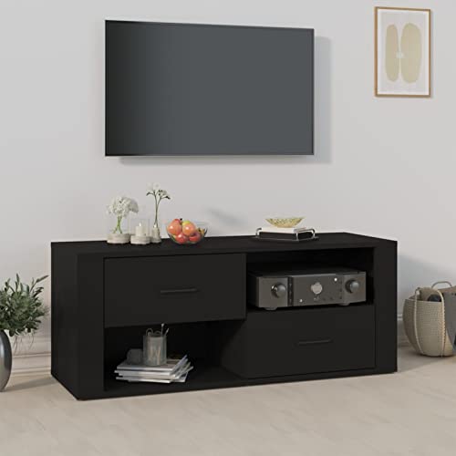 BaraSh TV-Schrank Schwarz 100x35x40 cm Holzwerkstoff Kommode Tv HiFi Schrank Fernsehunterschrank von BaraSh