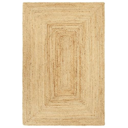 BaraSh Teppich Handgefertigt Jute Rattan Teppich 200x300 cm Teppich Natur Teppich Boho Rund von BaraSh