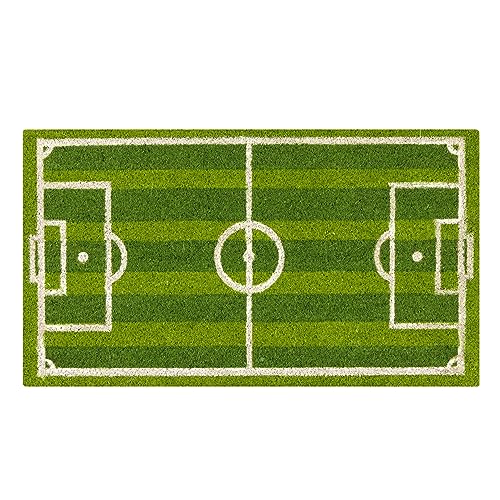 Baroni Home Fußmatte für den Eingangsbereich aus Kokosnuss, handbemalter Eingangsmatte leicht zu reinigen und super strapazierfähig, Fußballfeld, 70x40 cm von Baroni Home