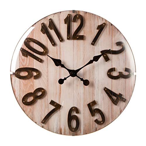 Baroni Home Wanduhr aus PVC, leise, Vintage-Stil, industrielle Zahlen,Glas, 40x40x5 cm von Baroni Home