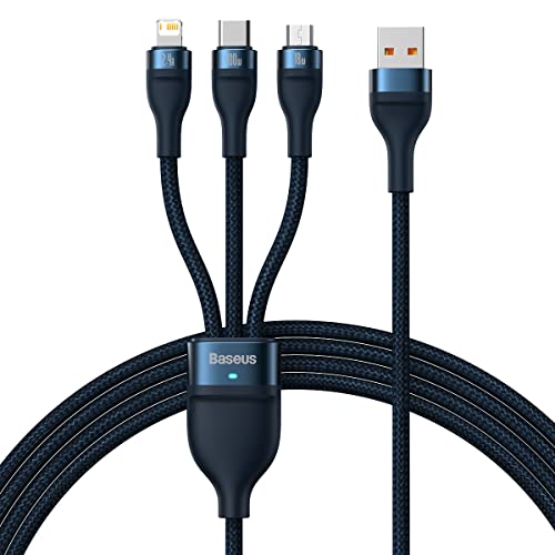 Baseus 3in1 USB Kabel Flash Series, USB-C + Micro USB + Lightning, 100W, 1.2m (blau) von Baseus