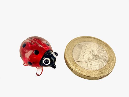 Bastick Marienkäfer Mini Rot Schwarz - Miniatur Figur aus Glas - Deko Setzkasten Vitrine Glücksbringer Ladyb von Bastick
