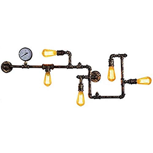 Retro Lampe Industrial Steampunk Lampe Wasserrohr Lampe Pendelleuchte Wandlampe Metall Pendelleuchte, St64 Leuchtmittel, für Pub Cafe Bar Dekoration, Esszimmer (A-Form) von Bathrena