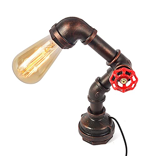 Tischlampe-Retro-Industrie-Steampunk-Nachtlicht E27 220 V / 50 Hz Holztischlampe, Vintage-Schreibtischlampen für Schlafzimmer, Wohnzimmer, Zuhause, Kunstausstellung, Café, Studio (C-18*25cm) von Bathrena