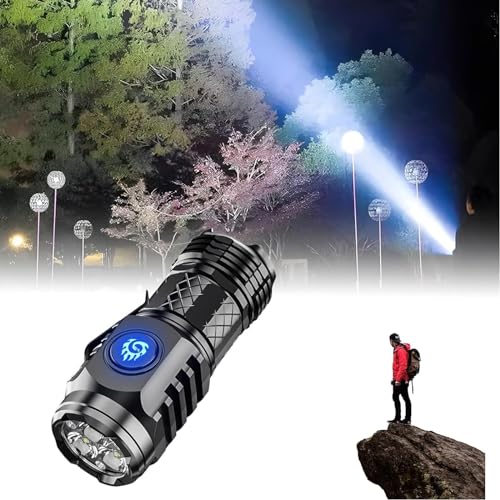 Battnot Mini-Taschenlampe mit dreiäugigem Monster, Mini LED Taschenlampe LED Aufladbar Taschenlampen, Handheld klein Taschenlampe, Wasserdicht Taktische Handlampe für Camping Notfall (B#schwarz) von Battnot