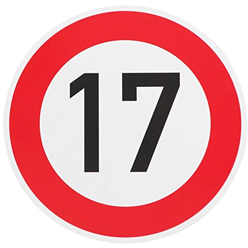 ORIGINAL Verkehrzeichen 17 KM/H Schild Nr. 250 (m. Sondertext) Verkehrsschild Straßenschild Straßenzeichen Metall auch Gebutrtstagschild zum 17. Geburtstag als 17km Geburtstagsschild 42 cm Metall von BauSupermarkt24