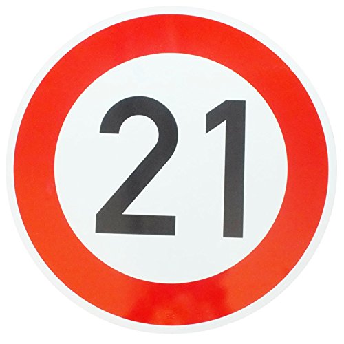 ORIGINAL Verkehrzeichen 21 KM/H Schild Nr. 250 (m. Sondertext) Verkehrsschild Straßenschild Straßenzeichen Metall auch Gebutrtstagschild zum 21. Geburtstag als 21km Geburtstagsschild 42 cm Metall von BauSupermarkt24