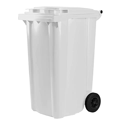 Bauer Mülltonne mit 2 Rädern und Deckel, Müllgroßbehälter, Abfalltonne, Mülleimer, Volumen: 240 Liter, Farbe: Weiß, Größe: 1092 x 578 x 734 mm von Bauer
