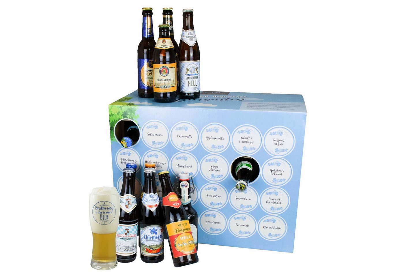 Bavariashop Geschenkbox Bier-Box "Bayerischer Biergarten" • Männer Bier-Geschenk-Set von Bavariashop