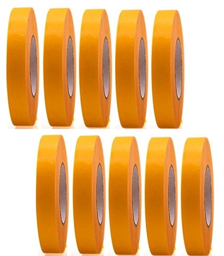 10 Rollen Profi Goldband Klebeband 50 m x 15 mm - Malerband Gold Kreppband - Abdeckband für Maler und Lackierer - Krepp für Innen und Außen - Malerkrepp - Vielseitiges Klebeband für Malerarbeiten von Bayli