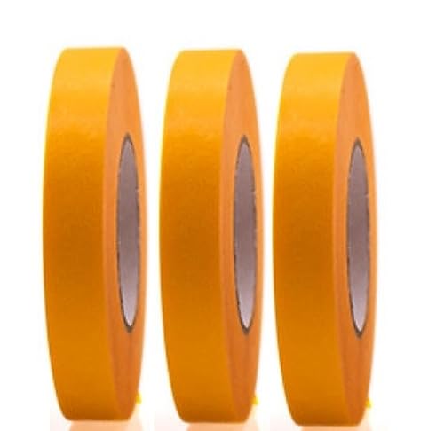 3 Rollen Profi Goldband Klebeband 50 m x 15 mm - Malerband Gold Kreppband - Abdeckband für Maler und Lackierer - Krepp für Innen und Außen - Malerkrepp - Vielseitiges Klebeband für Malerarbeiten von Bayli