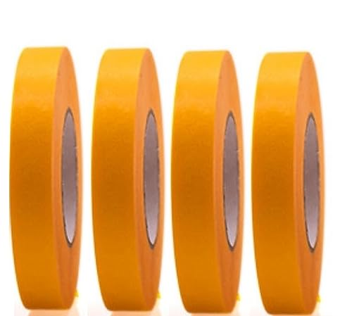 4 Rollen Profi Goldband Klebeband 50 m x 15 mm - Malerband Gold Kreppband - Abdeckband für Maler und Lackierer - Krepp für Innen und Außen - Malerkrepp - Vielseitiges Klebeband für Malerarbeiten von Bayli