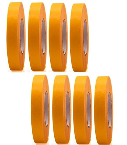 8 Rollen Profi Goldband Klebeband 50 m x 15 mm - Malerband Gold Kreppband - Abdeckband für Maler und Lackierer - Krepp für Innen und Außen - Malerkrepp - Vielseitiges Klebeband für Malerarbeiten von Bayli