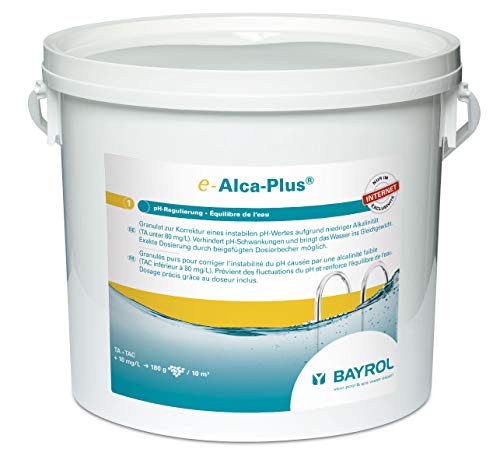 BAYROL e-Alca-Plus - Granulat zur Korrektur eines instabilen pH-Wertes aufgrund niedriger Alkalinität - Eimer enthält Dosierbecher & Plastikbeutel mit Sicherheitsverschluss - 5 kg von Bayrol