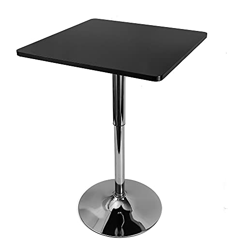 Bazargame Bartisch Höhenverstellbar Stehtische Drehtisch Bistrotisch Metall Partytisch Outdoor Tisch Quadratischer Bartisch Hubtisch Schwarz 70-90cm von Bazargame