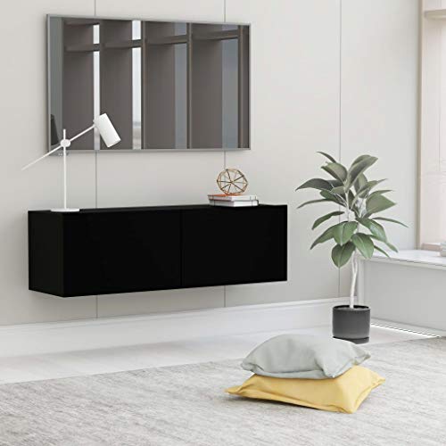 Baziroo TV Board Schwarz TV-Schrank 2 Fächer TV Board TV Unit for Living Room Sideboard TV Lowboard Unterschrank Fernseher Schrank TV 100x30x30 cm von Baziroo