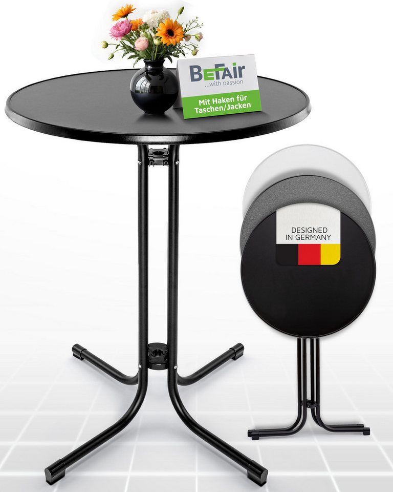 BeFair Stehtisch Nico, Gastro Klappbar 70 cm & 80 cm Nico Bistrotisch Partytisch Rund Weiß von BeFair