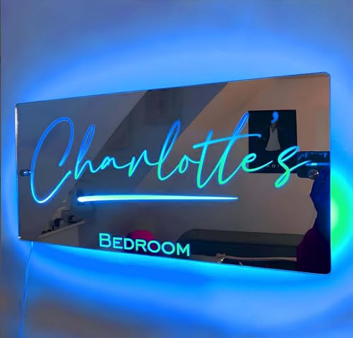 Personalisierte Name Schlafzimmer Spiegel LED Licht Neon Zeichen LED Licht Spiege Schlafzimmerschild - Geschenkideen für Weihnachten, Valentinstag, Geburtstag, Hochzeit von BeNsil