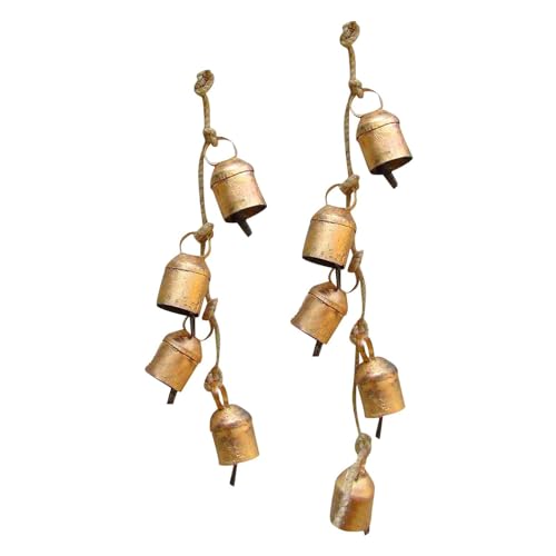 Rustikale Kuhglocken – 4/5 Kuhglocken-Cluster a Seil, Glückskuhglocken im Vintage-Landhausstil, weihnachtliche Kuhglocken als Wanddekoration von BeNsil