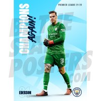 Manchester City Fc Ederson Champs 21/22 Poster - Offizielles Lizenzprodukt A4/A3 A2 Plus Gerahmte Optionen von BeTheStarPosters