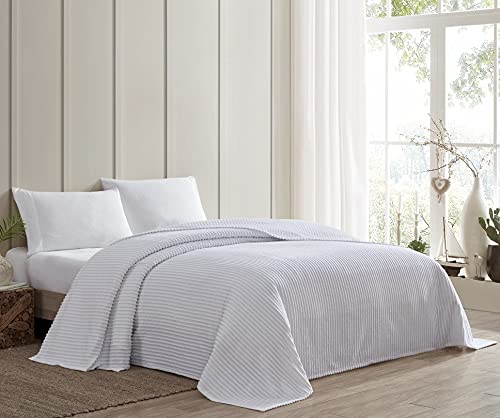 Beatrice Home Fashions Channel Chenille Tagesdecke, Doppelbett, Weiß von Beatrice Home Fashions