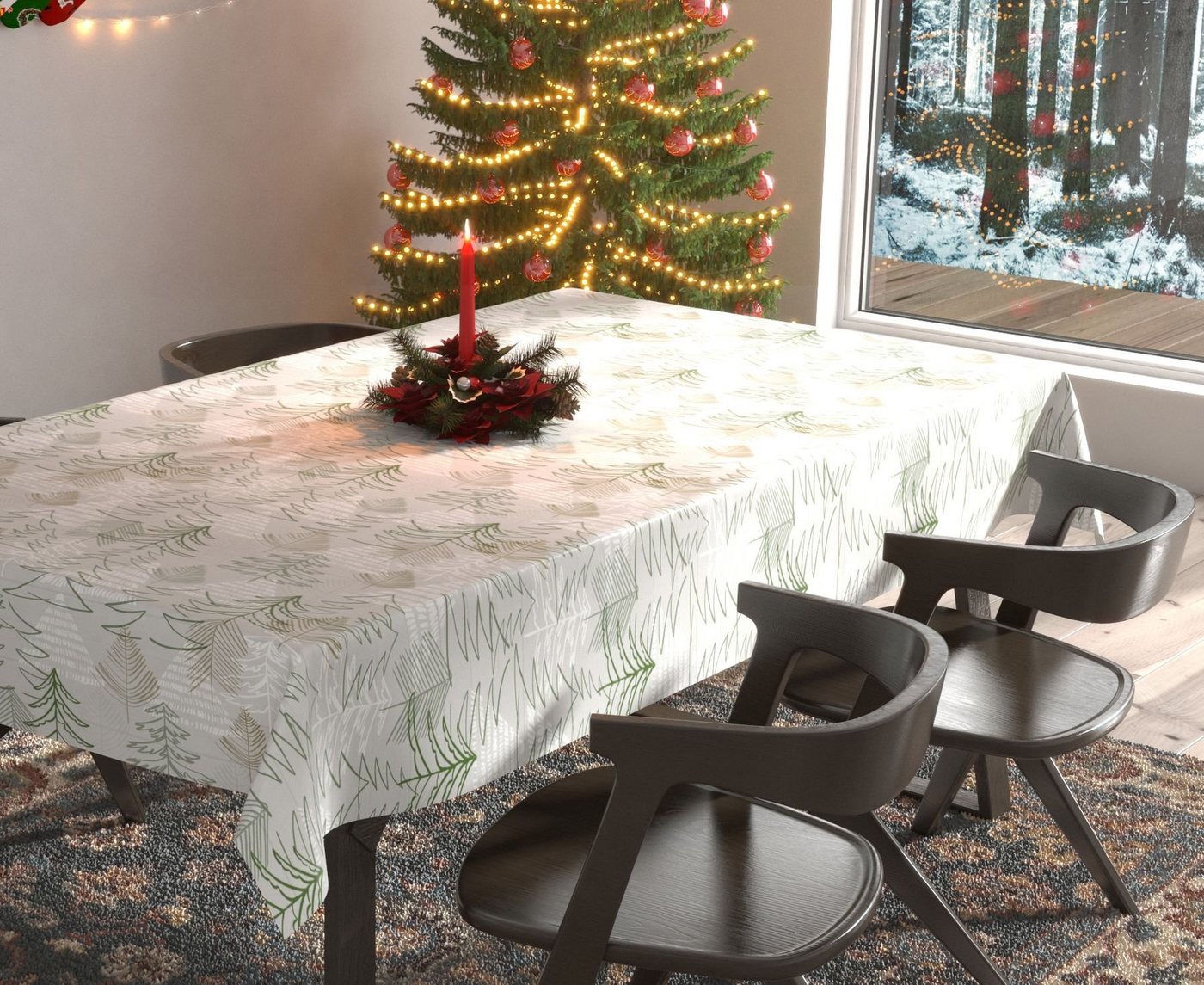 Beautex Tischdecke Wachstuchtischdecke abwischbar Tischdecke RUND ECKIG, Weihnachten (1-tlg) von Beautex