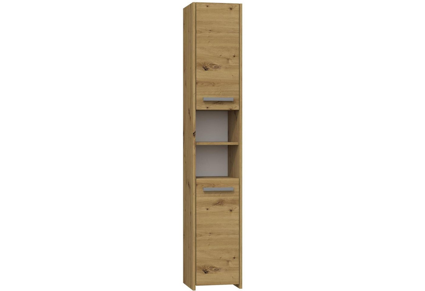 Beautysofa Hochschrank Lago I (modernes Regale für Badezimmer, 30 cm breit Badezimmerschrank) mit zwei Drehtüren, inkl. silberfarbig Griffe, mit 6 Fächer von Beautysofa