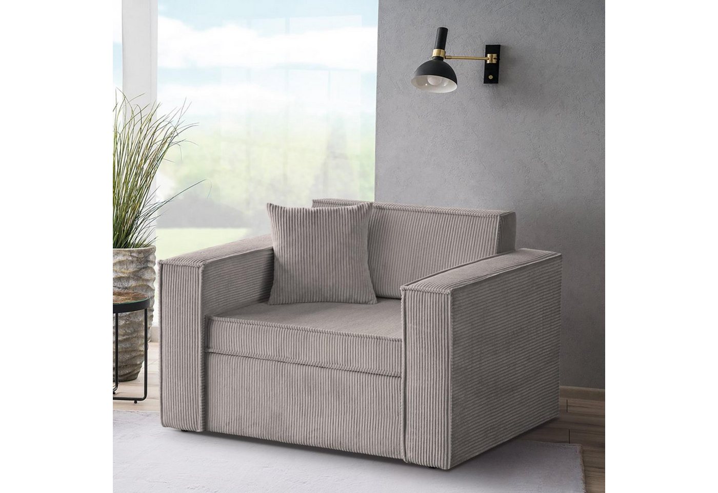 Beautysofa Schlafsofa Dave, mit Relaxfunktion, Bettkasten, modernes Einzelsofa aus Cordstoff, 117 cm Relaxsofa für Wohnzimmer von Beautysofa