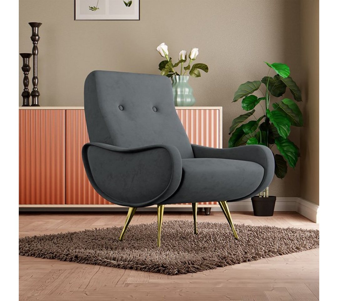 Beautysofa Sessel Casio (Polstersessel mit Metallbeine, Sessesl aus Velours), Cocktailsessel für Wohnzimmer von Beautysofa