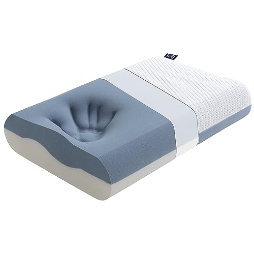 BedStory Kopfkissen, Gel Memory Foam Kissen, Orthopädisches Kissen, Visco Kissen, Nackenstützkissen mit 2 Härte, Ergonomisches Kopfkissen mit Waschbarem Bezug, 40x60x11cm, blau von BedStory