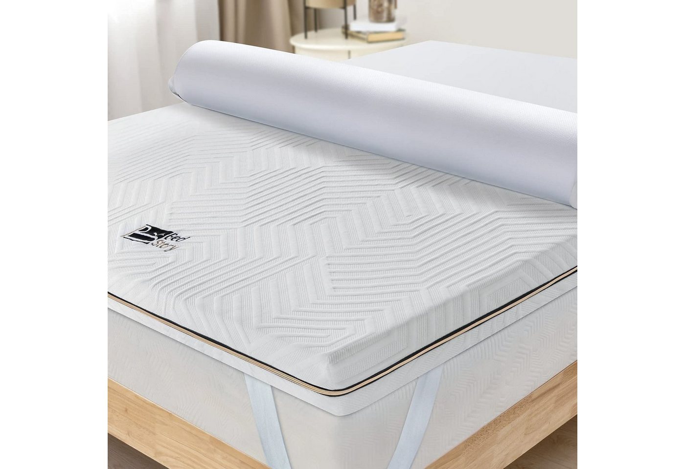 Topper BedStory Matratzen Topper 90/140/160/180x200cm, 7,5cm Höhe, BedStory, 7.5 cm hoch, mit Bezug, Atmungsaktive Matratzenauflage mit abnehmbarem von BedStory