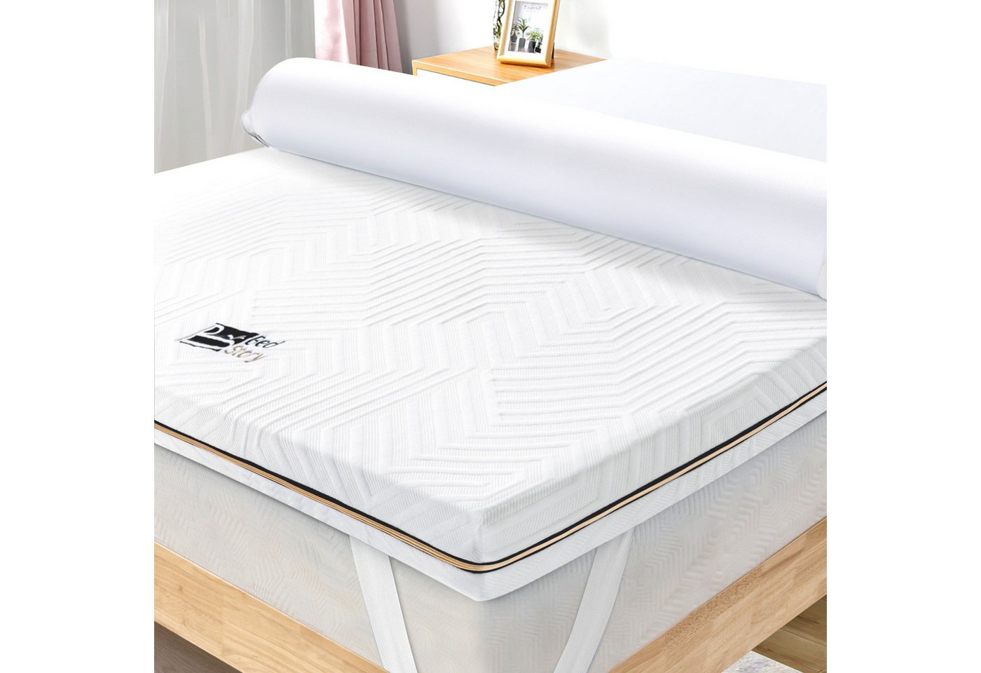 Topper BedStory Topper 90/140/160/180x200, Gel Topper mit Kaltschaumkern, BedStory, 7.5 cm hoch, und Abnehmbarer Bezug, Atmungsaktiver und Bequemer Matratzentopper von BedStory