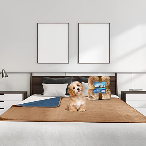 Bedding Aid wasserdichte Wendedecke 152x203cm, Auslaufsichere Schutzdecke zum Schutz von Bettmatratze, Sofa, Couch vor Flecken von Erwachsenen, Babys, Hunden, Haustieren Beige/Graublau von Bedding Aid