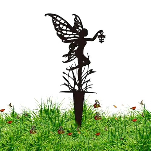 Beedozo Metallpfähle für den Garten,Feenfiguren Skulptur Metall Gartenkunst - Garten-Feen-Ornamente, Metall-Hof-Kunst, Feen-Skulptur für Hof, Haus, Garten-Dekoration von Beedozo